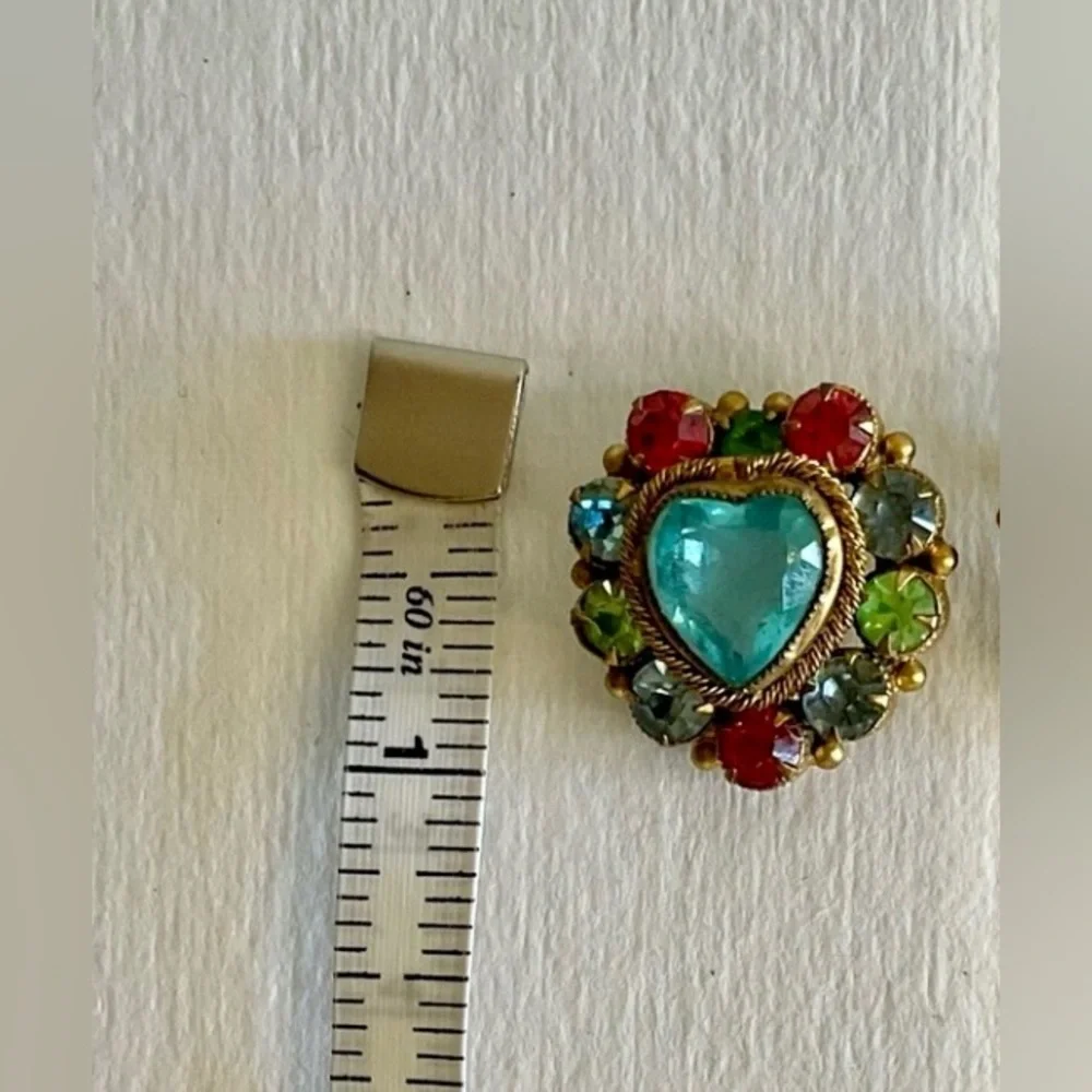 Vintage  Multicolor Heart-Crystal Shaped Brooch